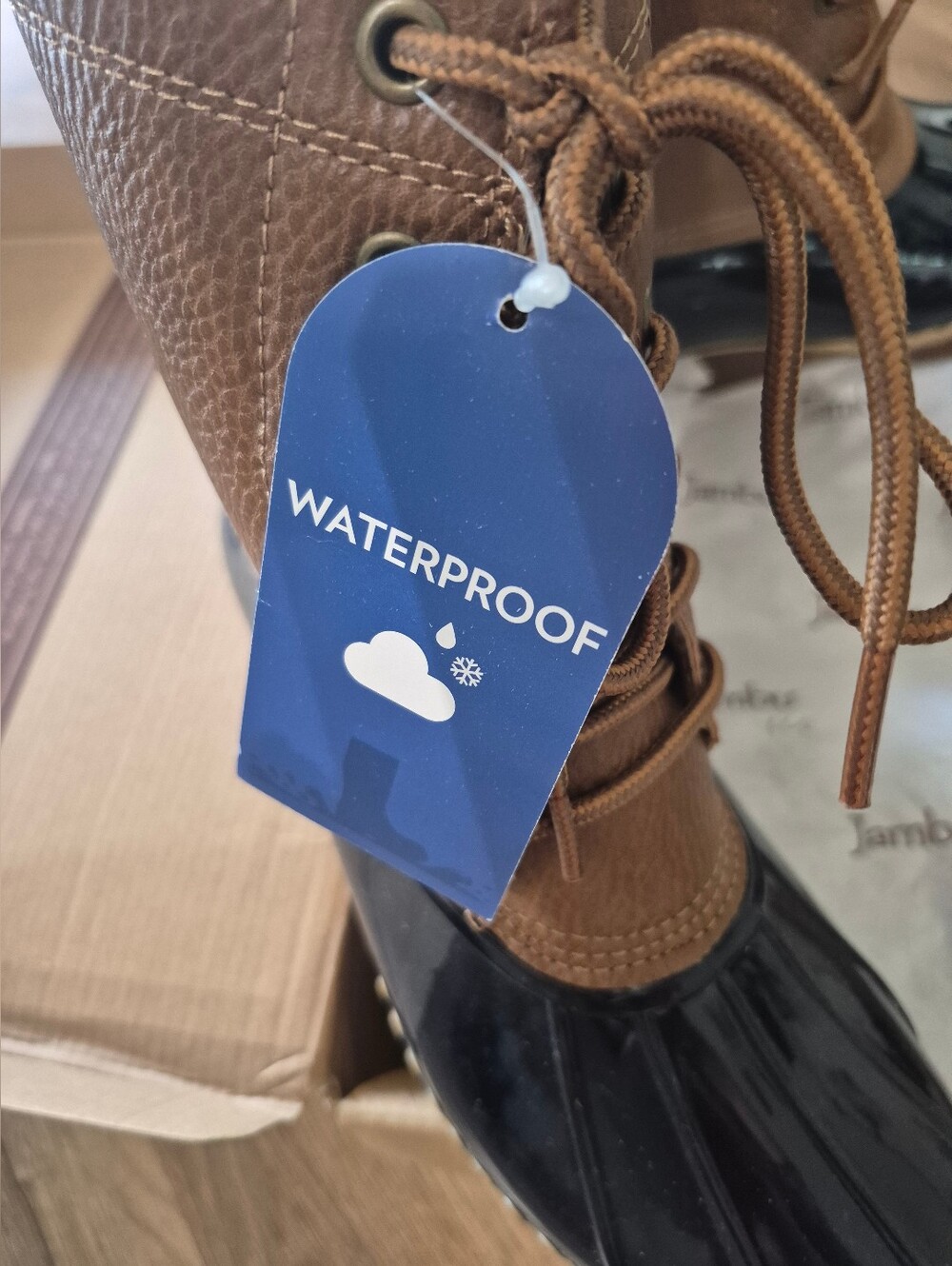 Jambu Navy & Brown Upper Rain Boots NWT!